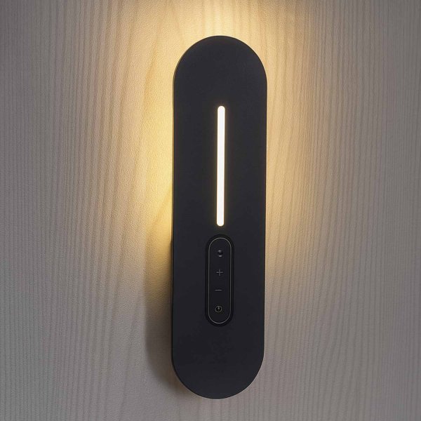 Applique LED tactile Sannix noire 30 cm, LED intégré avec commande tactile